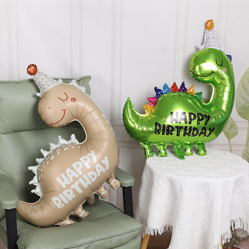 Toys Background For Kids - ไดโนเสาร์อลูมิเนียมฟิล์มบอลลูนสีเขียวการ์ตูนไดโนเสาร์สไตล์บอลลูน Happy Birthday Party Decor ภาพพื้นหลัง