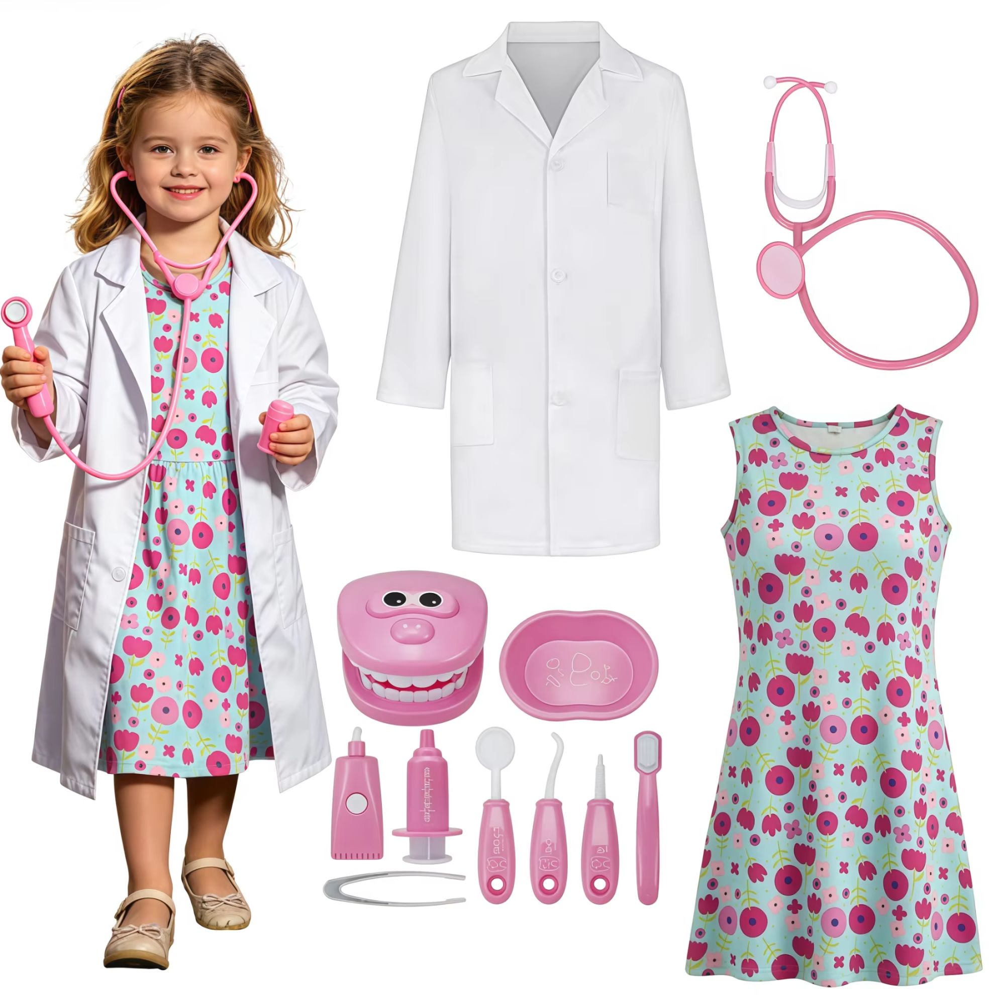 Kids Toys Doctor Set - ชุดหมอเด็กเล็ก ชุดทันตแพทย์เด็ก พร้อมของเล่นจำลองฟัน สำหรับเด็กผู้หญิง วัยก่อนเรียน เล่นบทบาทสมมติ