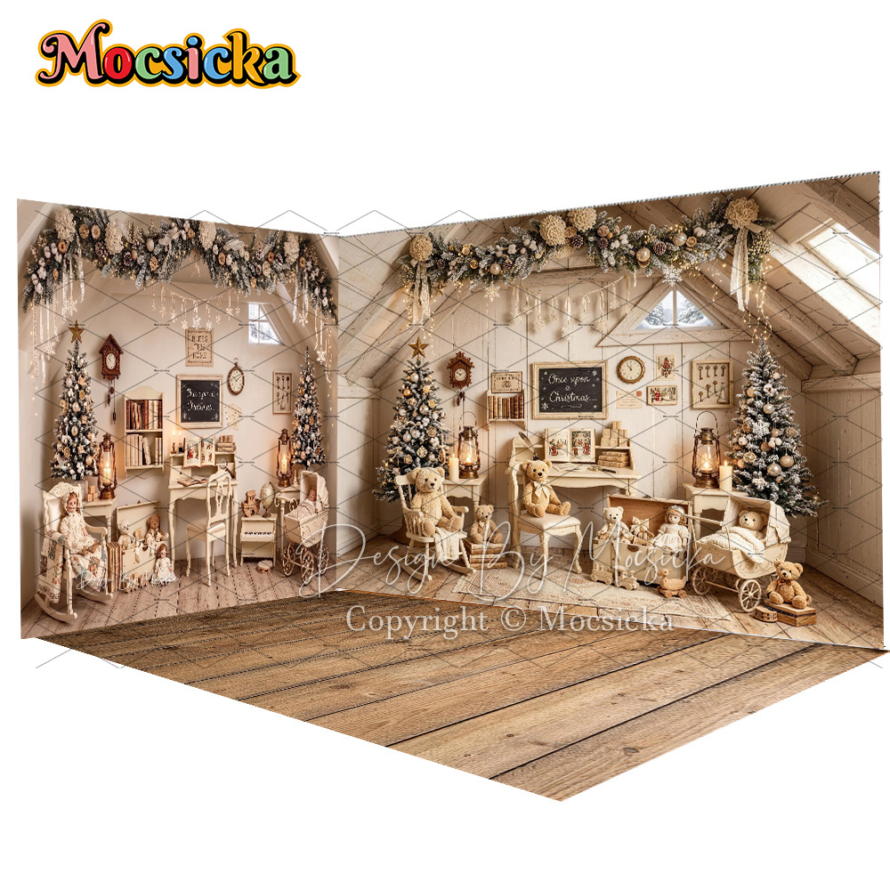 Toys Background For Kids - มอคซิกก้า วินเทจ แอตติค คริสต์มาส คอร์เนอร์ แบ็คดรอป