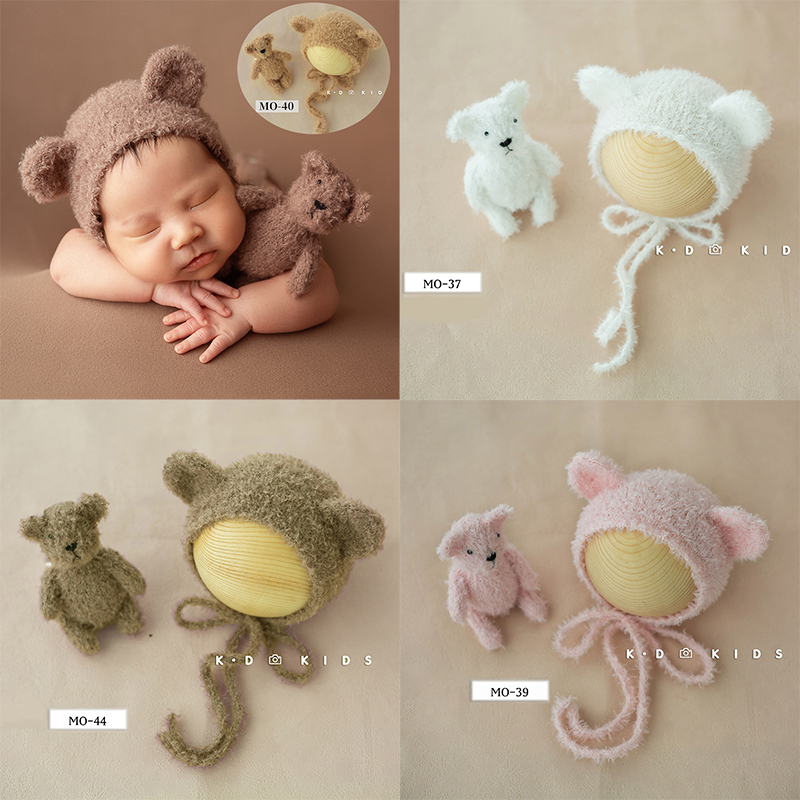 Kids Toys New Born - หมวกตุ๊กตาหมีน่ารักปรับได้, หมวกตุ๊กตาหมีของเล่นตกแต่งภาพทารกแรกเกิดอุปกรณ์ประกอบฉากการถ่ายภาพสตูดิโอถ่ายภาพอุปกรณ์ถ่ายภาพ