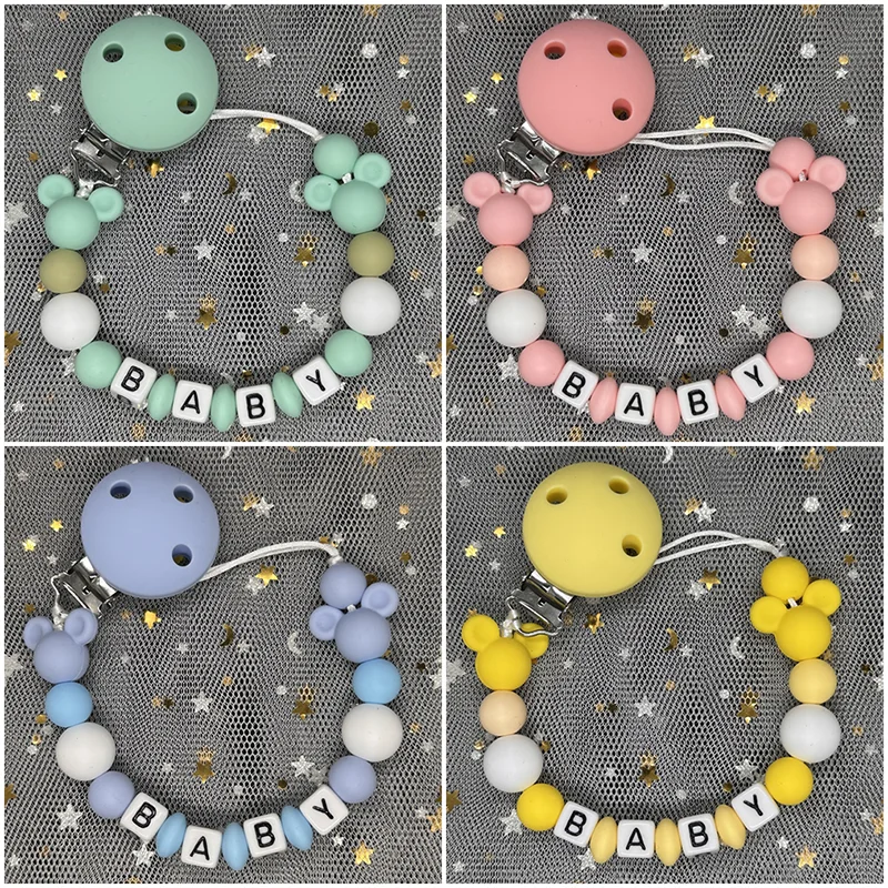 Kids Toys New Born - คลิปหนีบจุกนมหลอกเด็ก พร้อมสลักชื่อ สายคล้องจุกนมหลอกสำหรับเด็กแรกเกิด ของเล่นกัดสำหรับเด็กทารก
