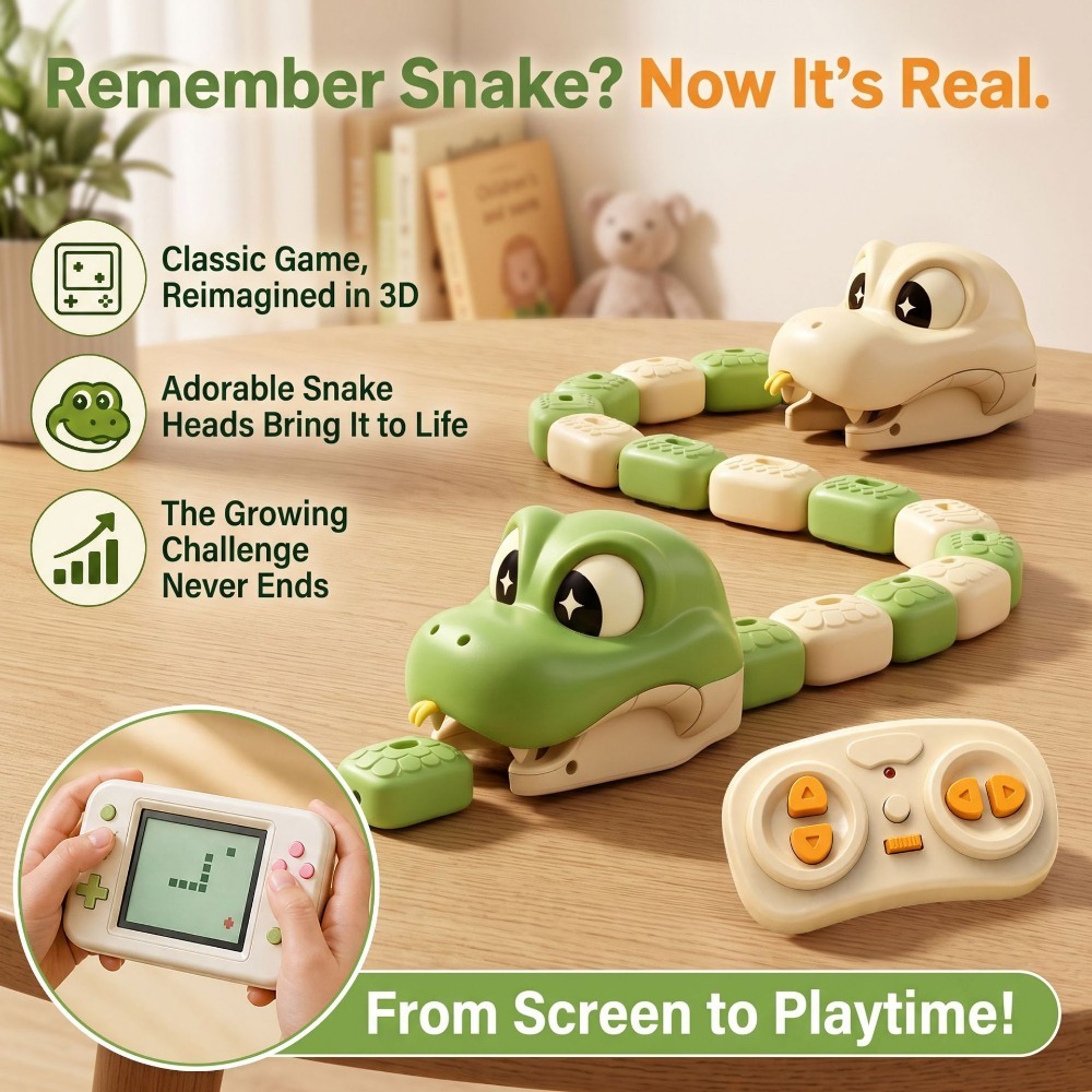 Kids Toys Remote Car - ของเล่นงูแม่เหล็กควบคุมระยะไกลแบบแข่งขันสองคน รถบังคับวิทยุแบบแม่เหล็ก