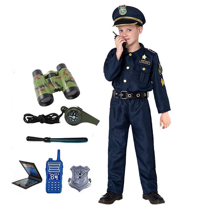Kids Toys Set - ชุดตำรวจเด็กน่ารักสไตล์อเมริกัน สำหรับเด็กอายุ 3-12 ปี ชุดตำรวจเด็ก ชุดแฟนซีสำหรับวันหยุด