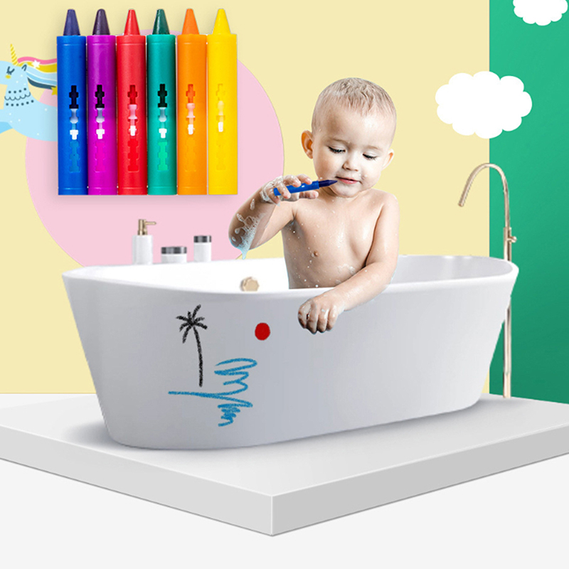 6 สีล้างทําความสะอาดได้ Bath C - Kids Toys Drawing Easy บทวิจารณ์และราคา