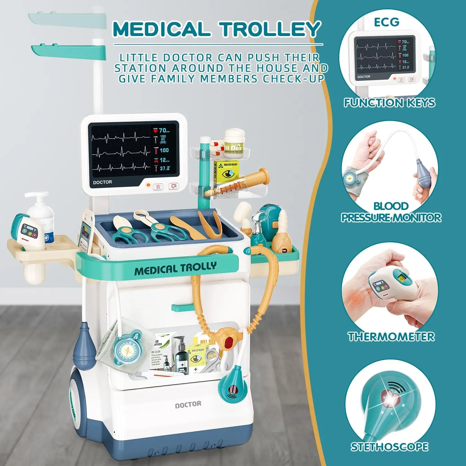 เล่นหมอเครื่องมือหูฟังของเล่นห - Kids Toys Doctor Set บทวิจารณ์และราคา